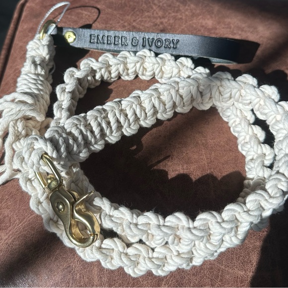 Ember & Ivory Other - Ember & Ivory Macrame dog leash black leather.